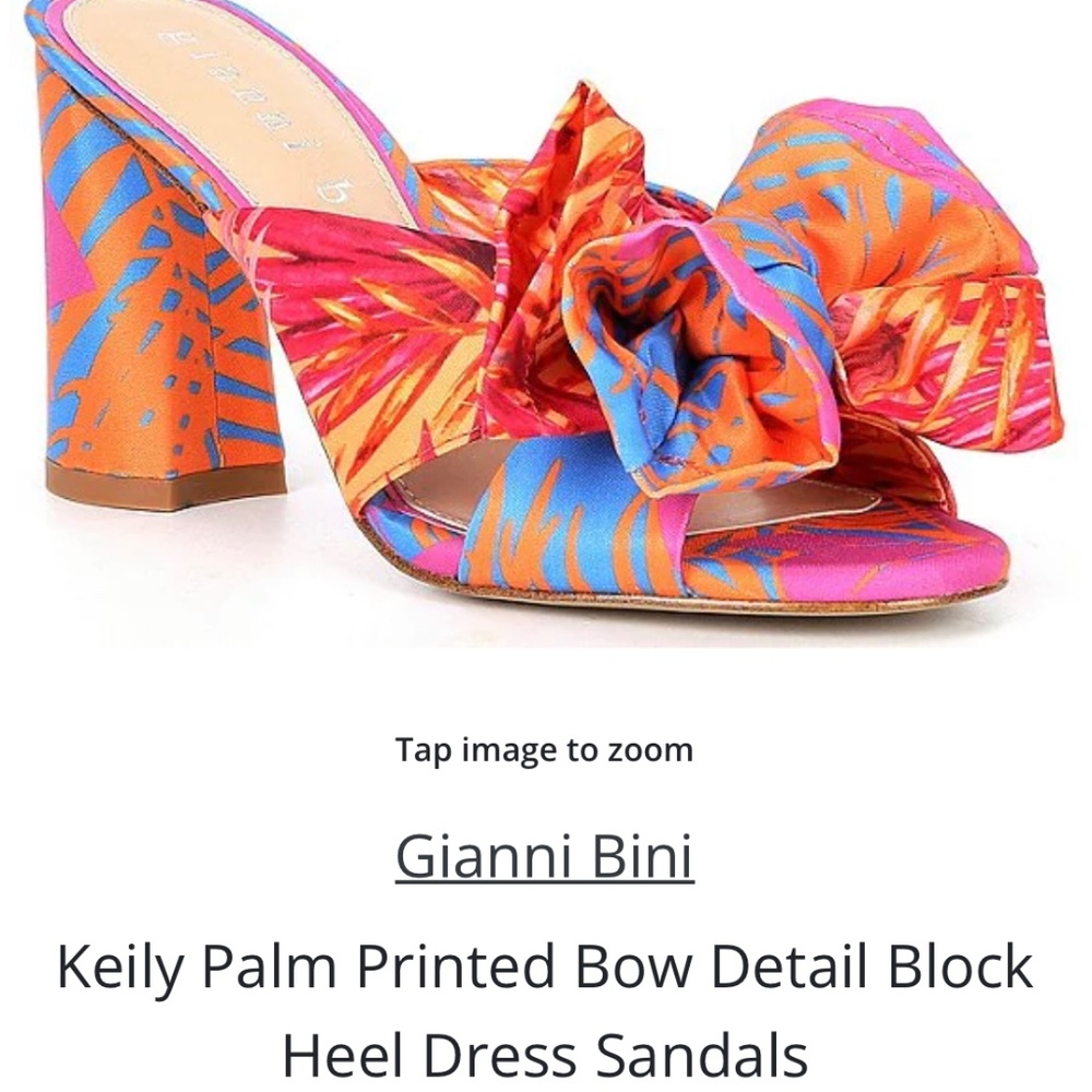 Gianni Bini Keily Palm Bow chunky heel.